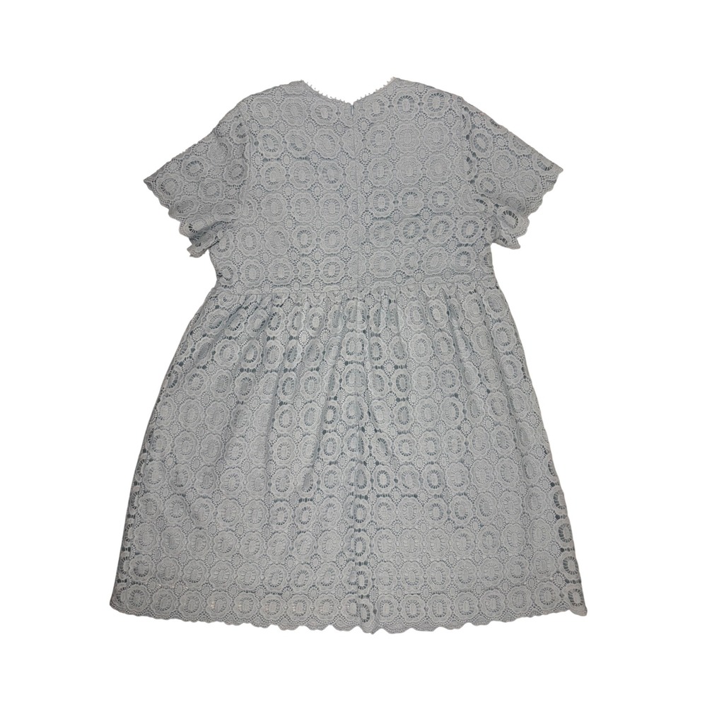 Mikarose Womens Light Blue Lace Empire Waist Modest Dress XXL Scalloped Hem - Picture 8 of 8